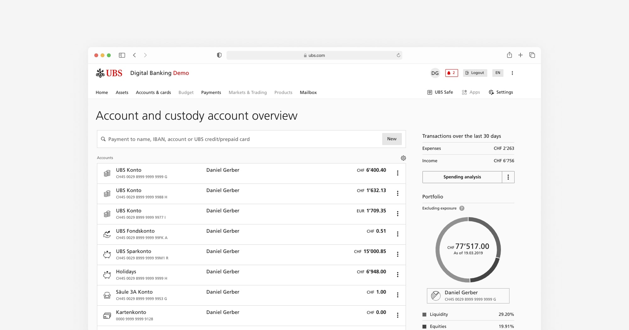 Working on demos of UBS banking products