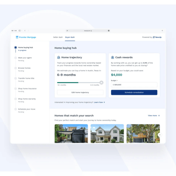 Screenshot of Newzip real estate-as-a-service platform