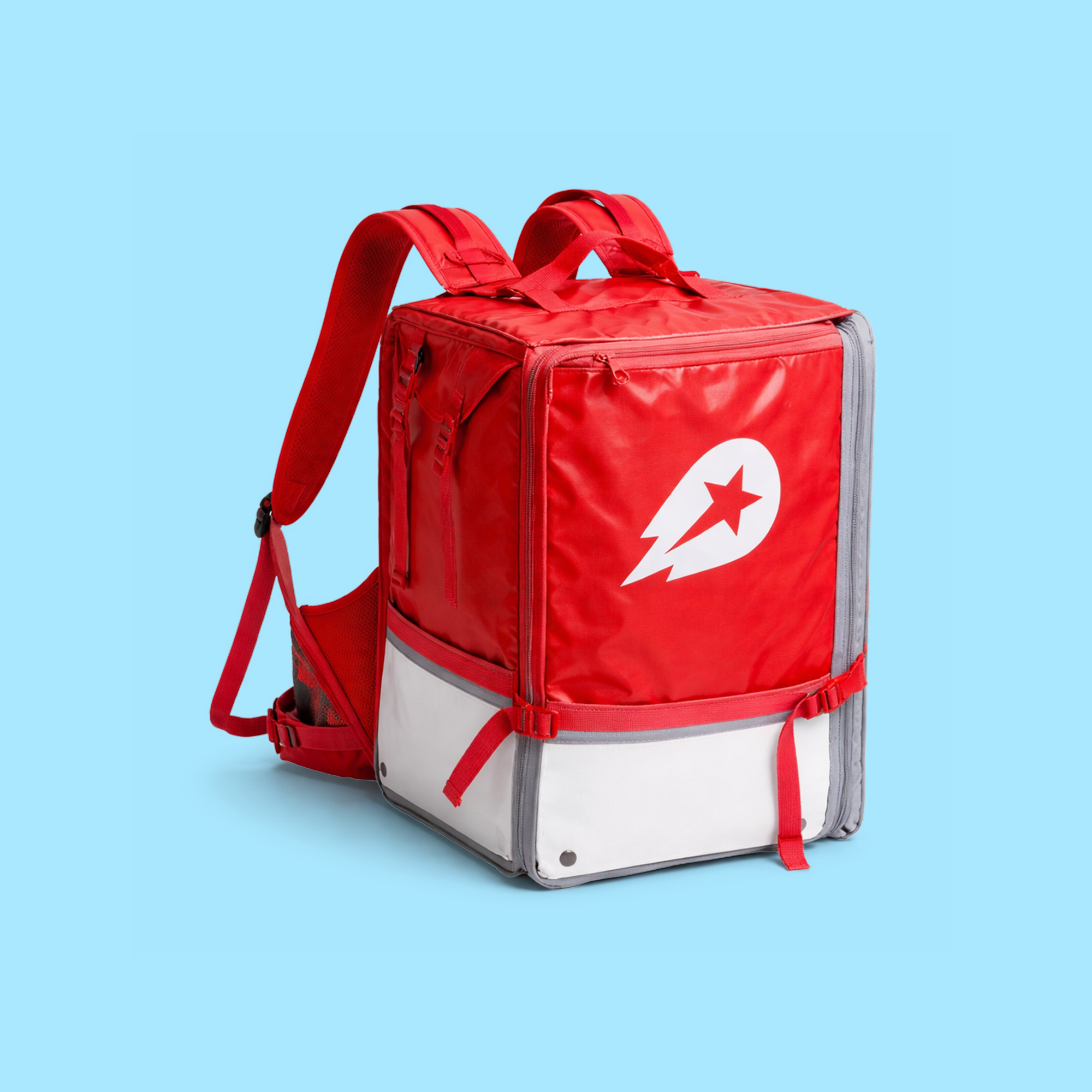 Delivery Hero red backpack.