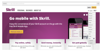 Skrill.com website layout