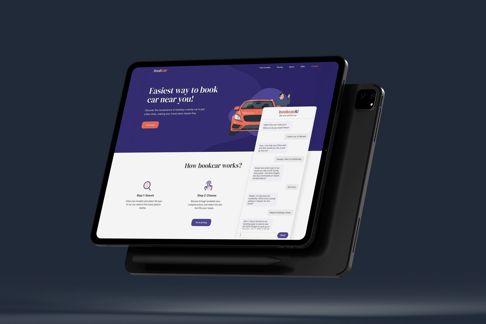 A car marketplace app on a mobile device.