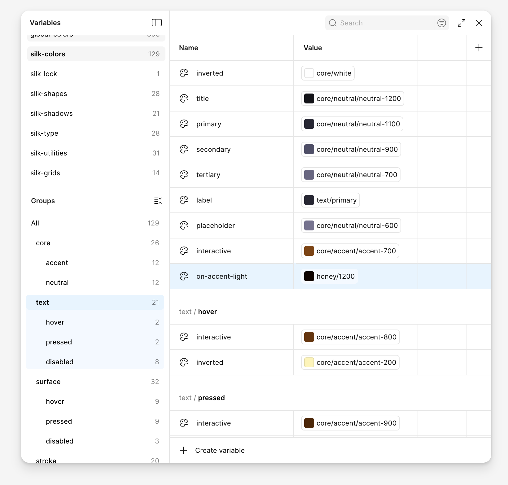 Silk Manual a new variable called on-accent-light