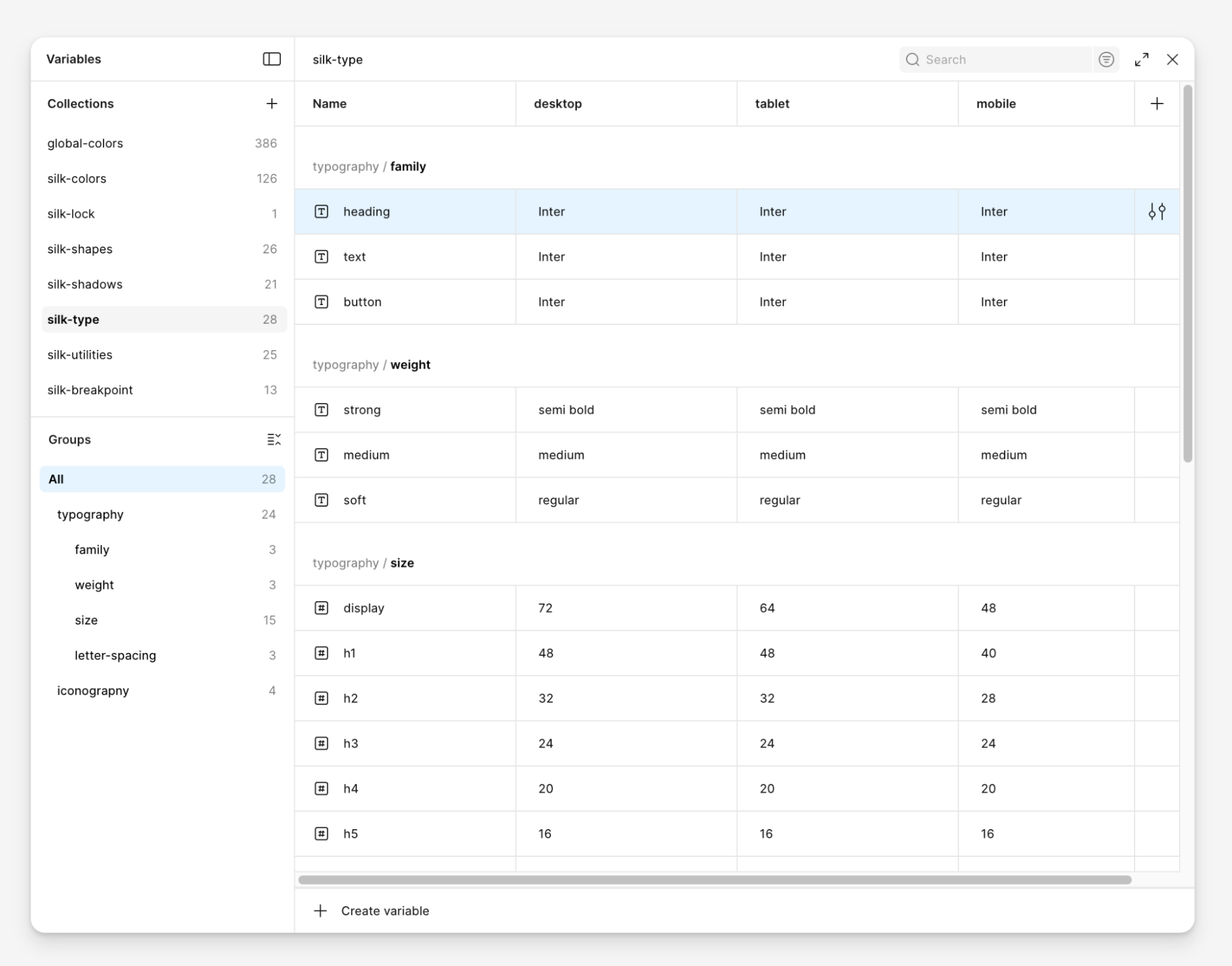 Silk Manual headings change